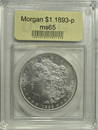 1893 MORGAN DOLLAR USCG GEM BU