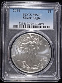2014 AMERICAN SILVER EAGLE PCGS MS70