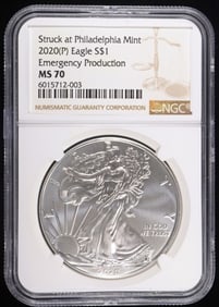 2020-(P) SILVER EAGLE NGC MS-70 EMERGENCY