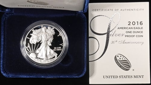 2016-W 30TH ANNIV PROOF AMERICAN SILVER EAGLE OGP