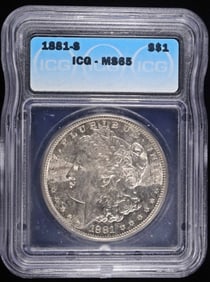 1881-S MORGAN DOLLAR ICG MS65