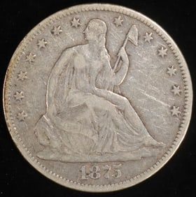 1875 SEATED LIBERTY HALF DOLLAR FINE