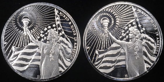 (2) 1 OZ .999 SILVER COLUMBIA GODDESS ROUND