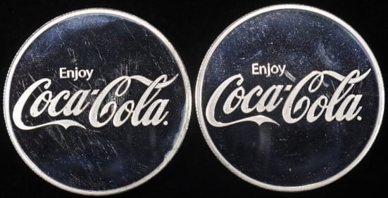 (2) 1 OZ .999 SILVER COCA COLA ROUNDS