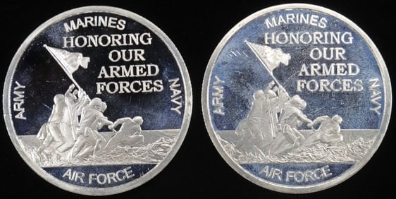 (2) 1 OZ .999 SILVER ARMED FORCES ROUNDS