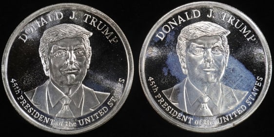 (2) 1 OZ .999 SILVER DONALD TRUMP ROUNDS