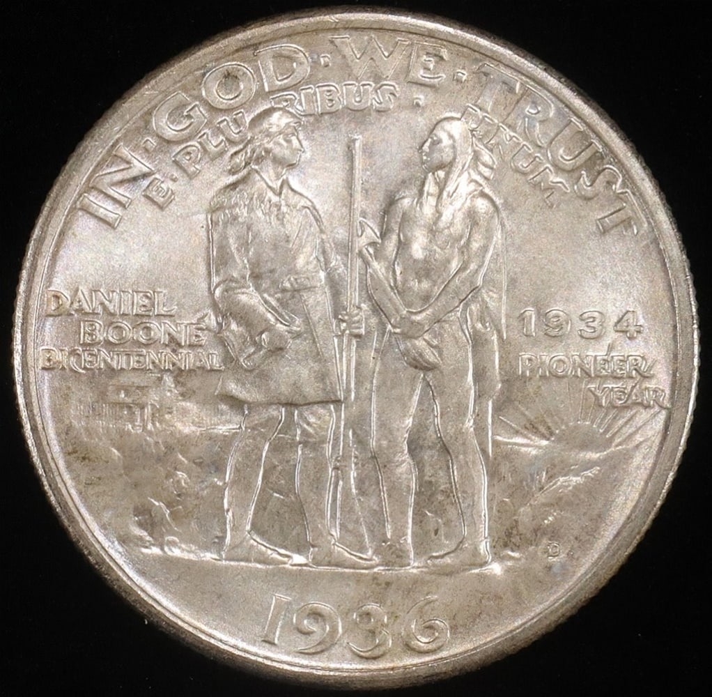 1936-D BOONE SILVER COMMEM HALF GEM BU (1 of 2)