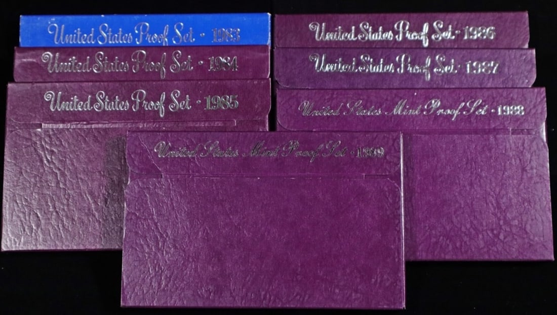 1983-1989 US PROOF SETS: TOP RATED AUCTION HOUSE ESTIMATE $80 - $130.