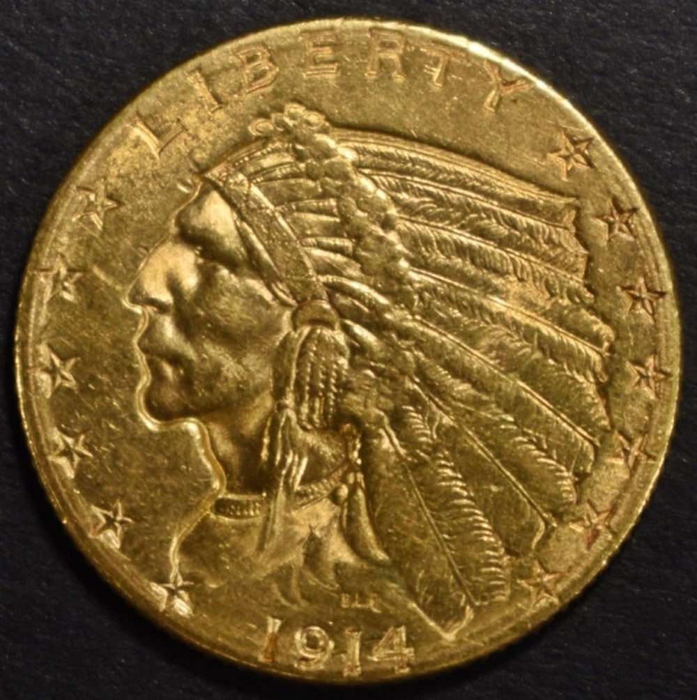 1914-D $2.5 GOLD INDIAN CH BU: CHECK OUT OUR UPCOMING AUCTIONS ESTIMATE $2000 - $2300.