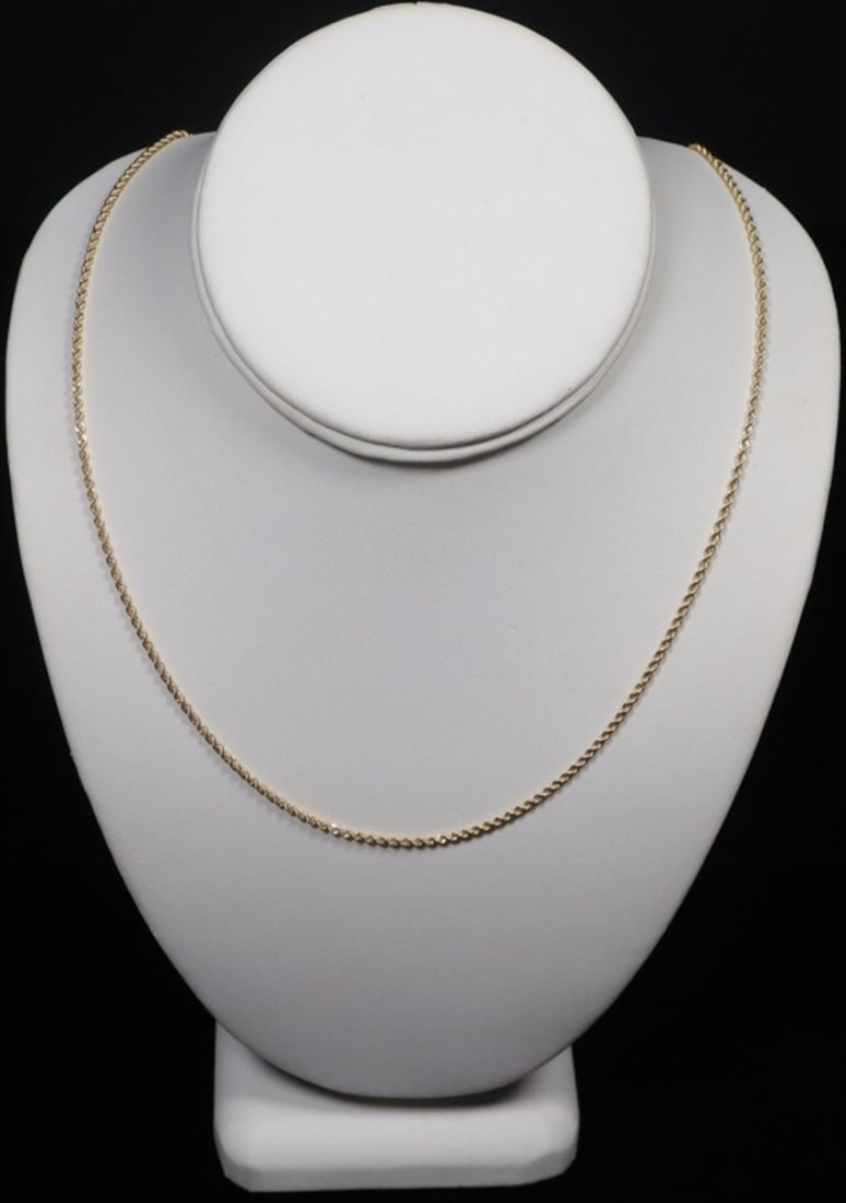 14K GOLD ROPE CHAIN 30": LEADERS IN ON-LINE AUCTIONS ESTIMATE $600 - $700.