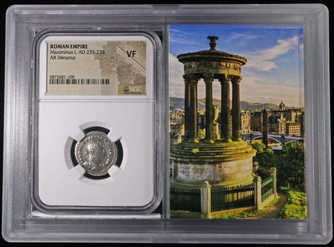 AD 235-238 MAXIMINUS I AR DENARIUS NGC VF: ROMAN EMPIRE ESTIMATE $200 - $250.