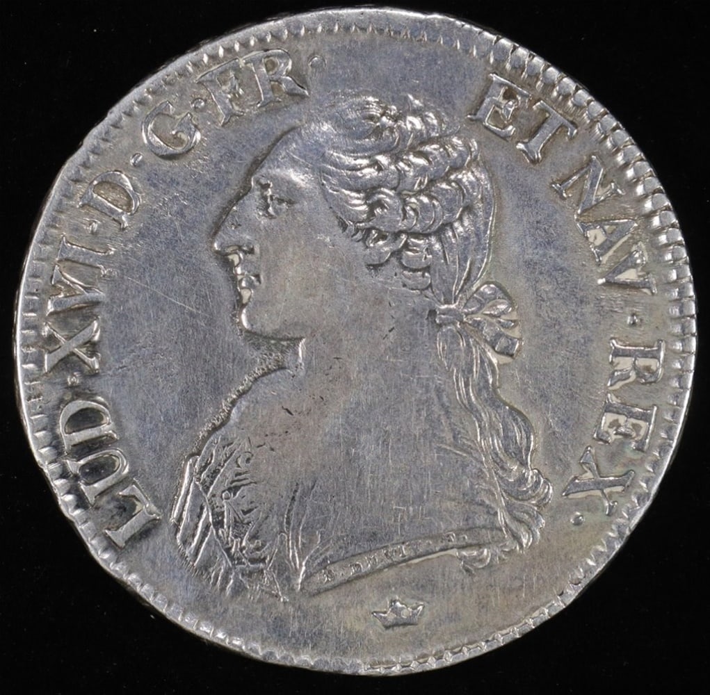 1785-M SILVER FRANCE KM-564.10 AR ECU VF: LOUIS XVI, STRUCK AT THE TOULOUSE MINT, USUAL ADJUSTMENT MARKS, CLEANED ESTIMATE $240 - $290.