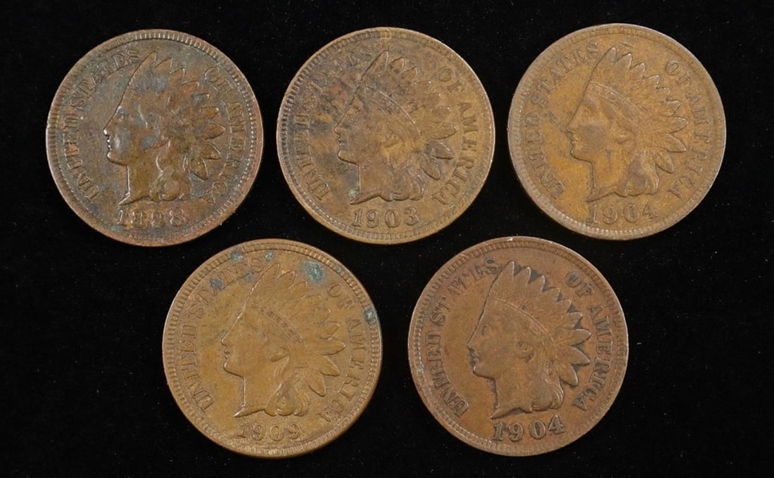 (5) INDIAN HEAD CENTS AU (1 of 2)