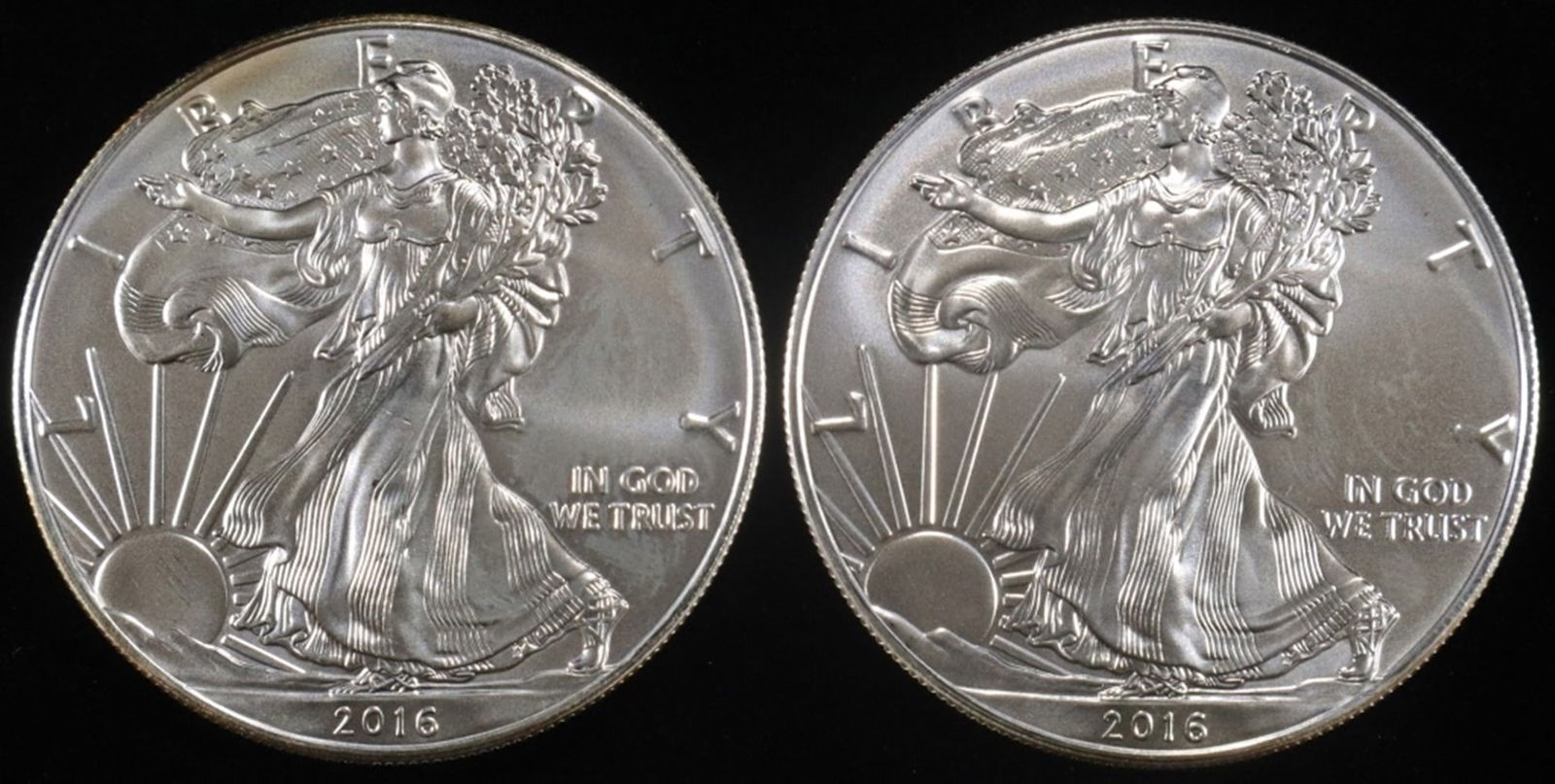 (2) 2016 AMERICAN SILVER EAGLES (1 of 2)