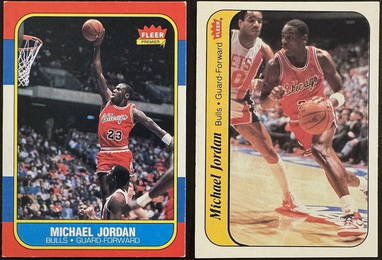 1986 FLEER MICHAEL JORDAN ROOKIE CARD & STICKER