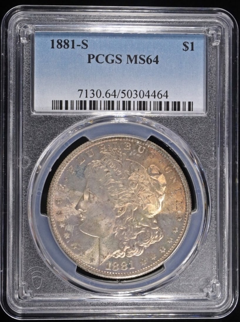 1881-S MORGAN DOLLAR PCGS MS64: LEADERS IN ON-LINE AUCTIONS ESTIMATE $130 - $180.