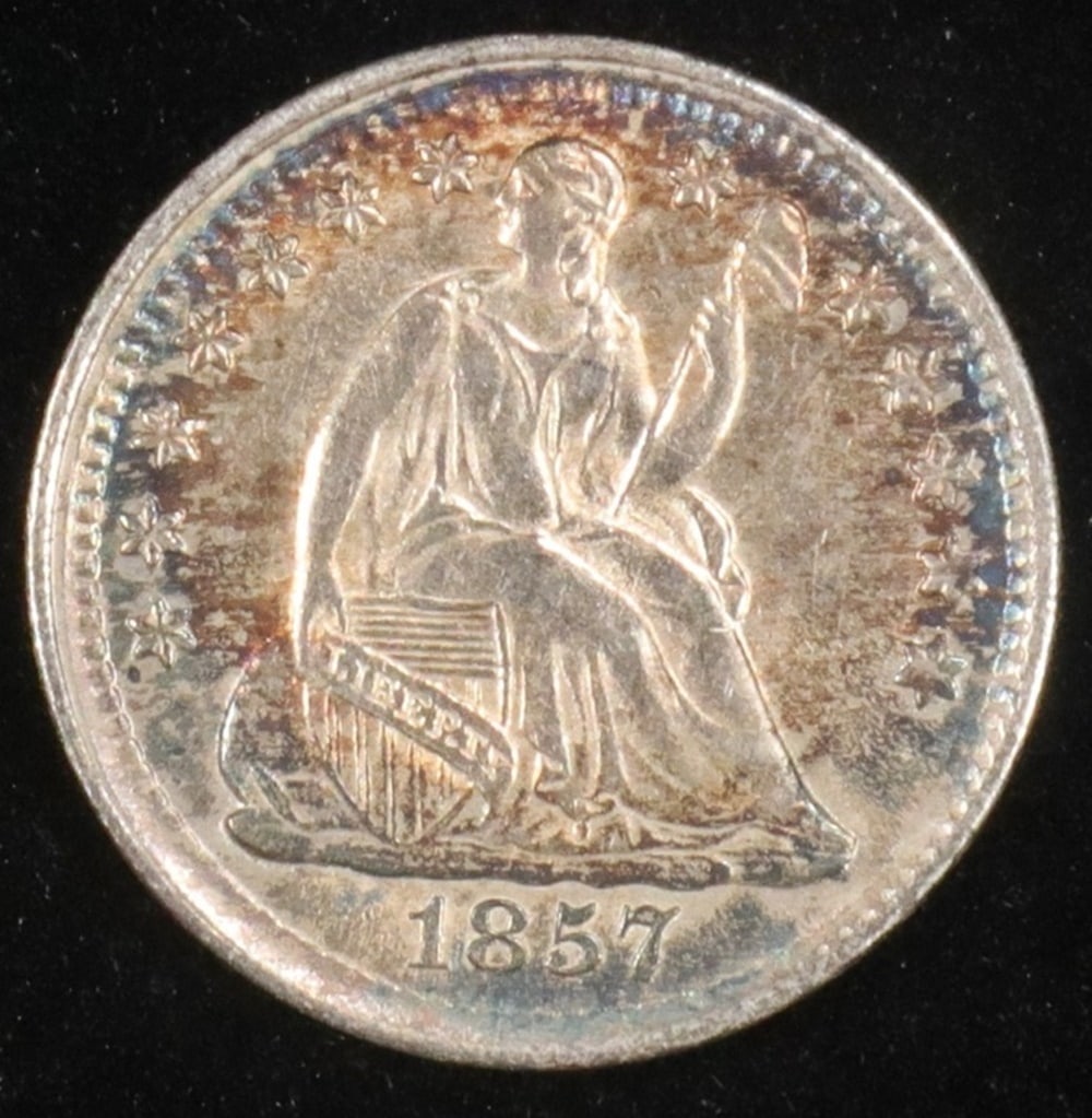 1857 SEATED LIBERTY HALF DIME CH ORIG UNC (1 of 2)