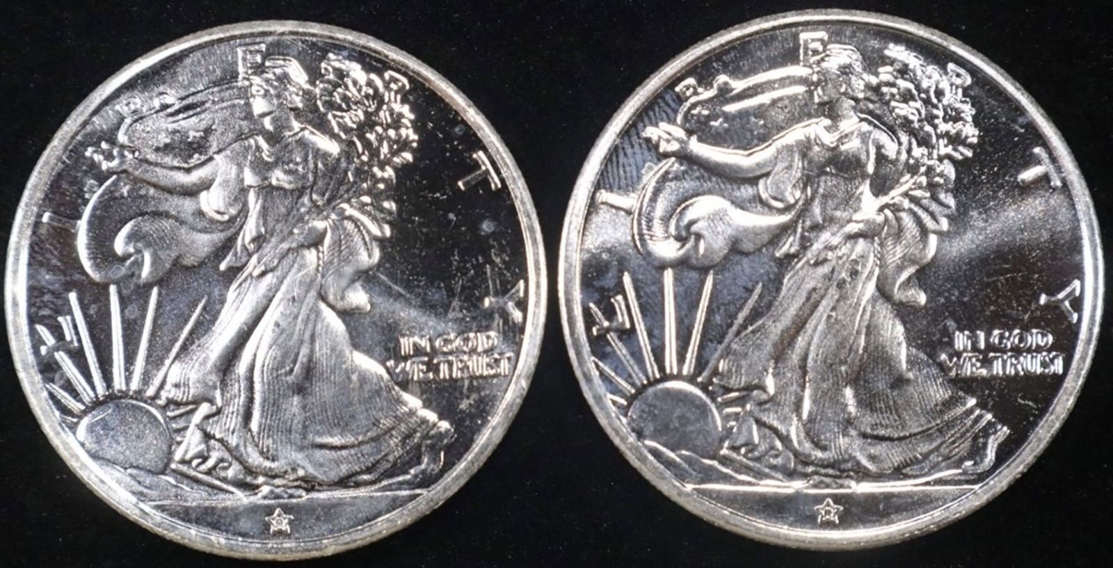 (2) 1 OZ .999 SILVER WALKING LIBERTY DESIGN ROUNDS (1 of 2)