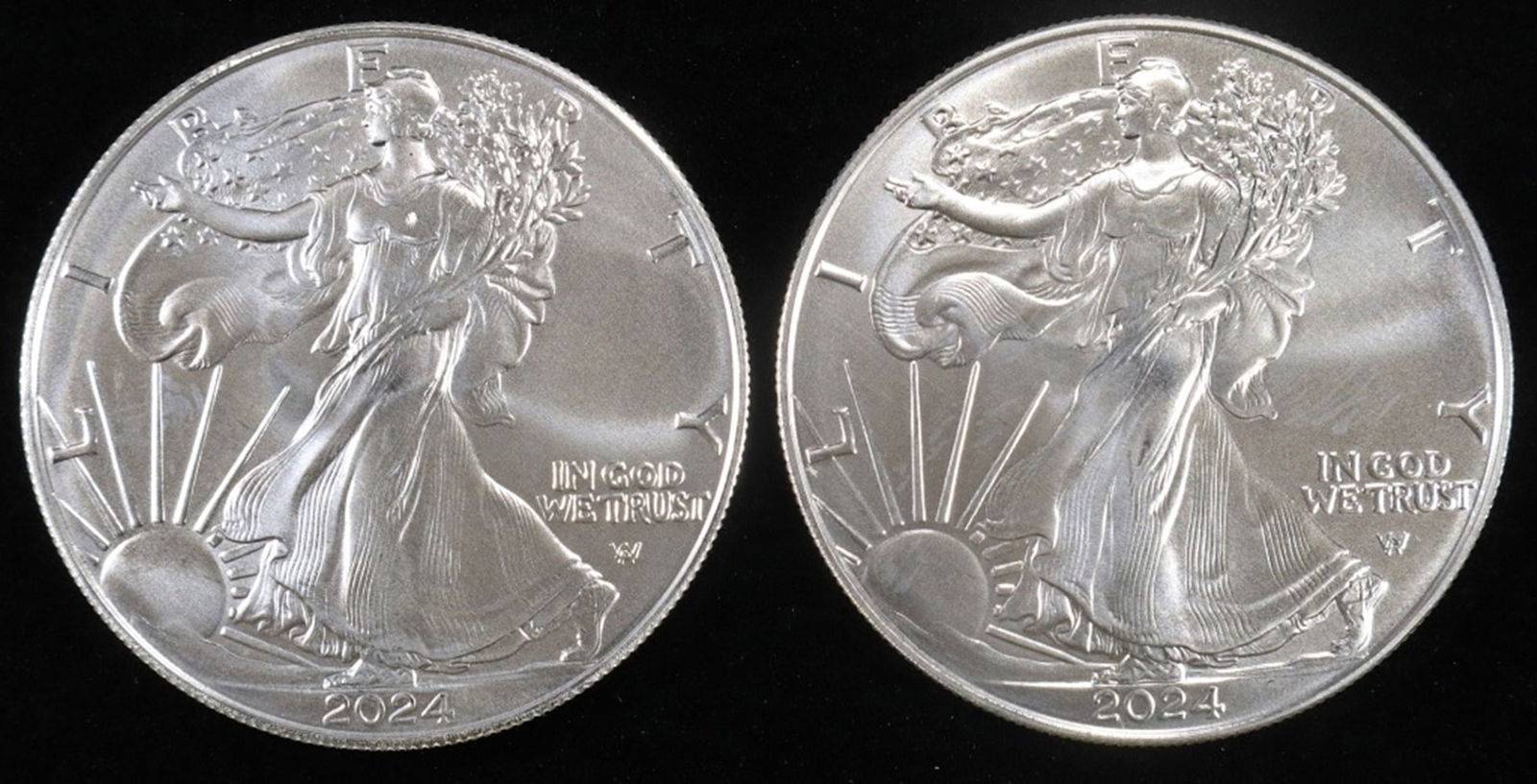 (2) 2024 AMERICAN SILVER EAGLES: TOP RATED AUCTION HOUSE ESTIMATE $140 - $170.