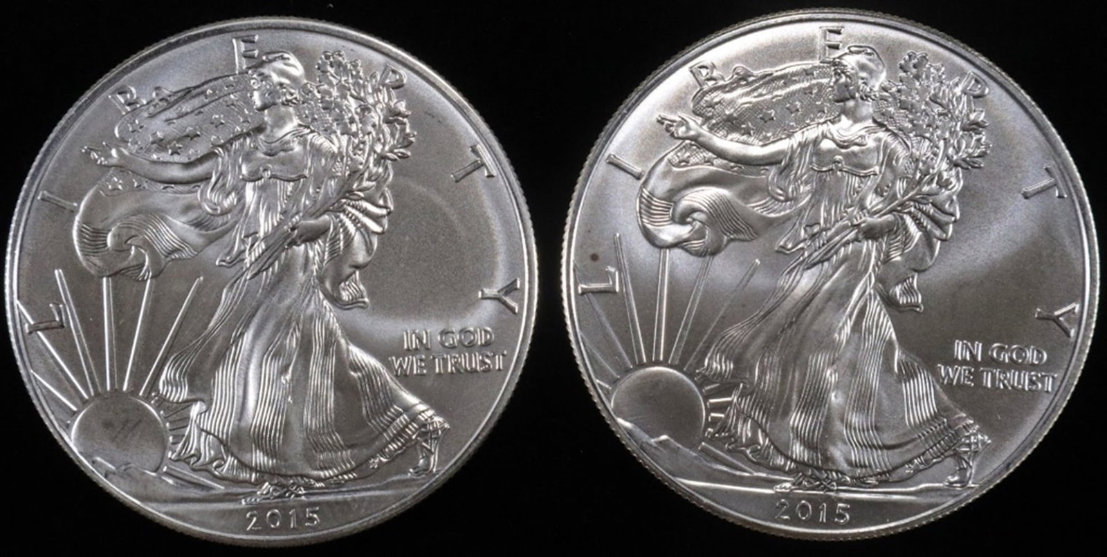 (2) 2015 AMERICAN SILVER EAGLES (1 of 2)