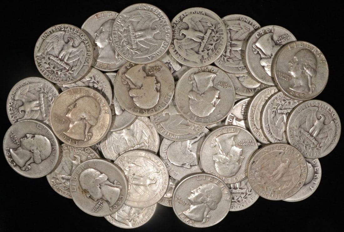 (37) 90% SILVER WASHINGTON QUARTERS: CHECK OUT OUR UPCOMING AUCTIONS ESTIMATE $280 - $330.