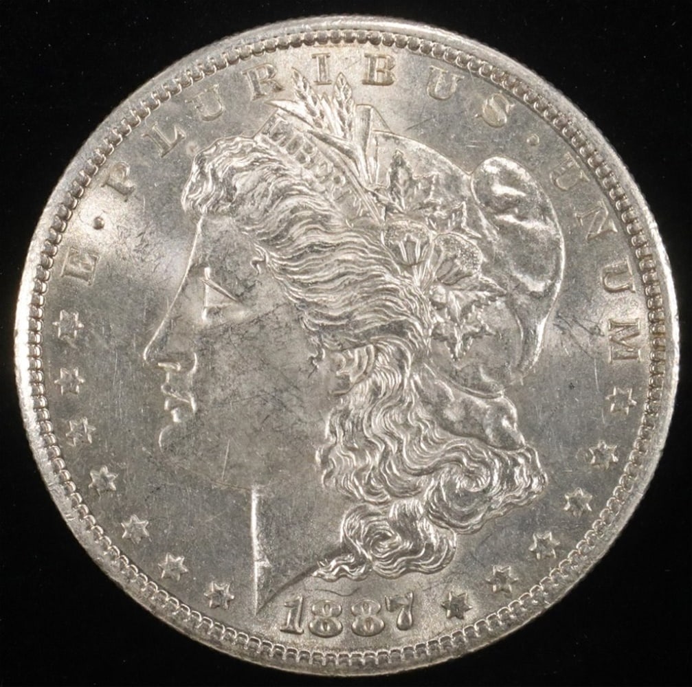 1887-S MORGAN DOLLAR BU: LEADERS IN ON-LINE AUCTIONS ESTIMATE $200 - $250.