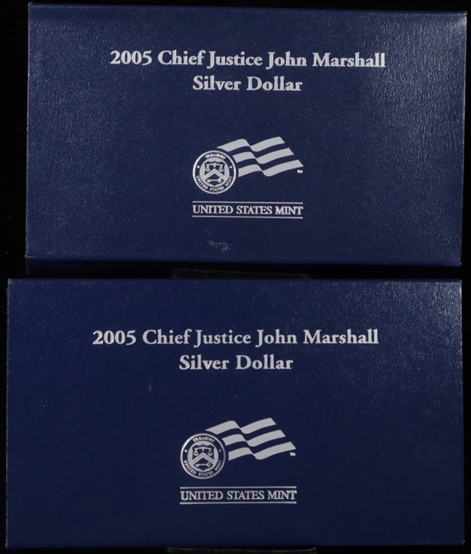 2005 CHIEF JUSTICE SILV PR & UNC $1 COMMEMS OGP: JOHN MARSHALL ESTIMATE $100 - $150.