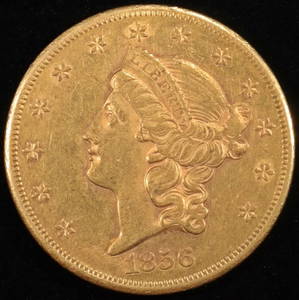 1856-S $20 GOLD LIBERTY LOVELY ORIG UNC
