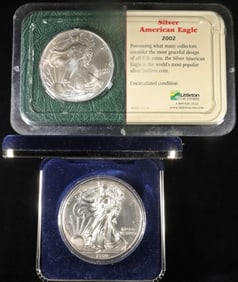 2002 & 2009 AMERICAN SILVER EAGLES LITTLETON