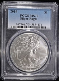 2019 AMERICAN SILVER EAGLE PCGS MS70