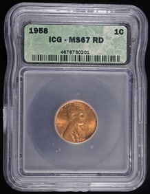 1958 LINCOLN CENT ICG MS-67 RD
