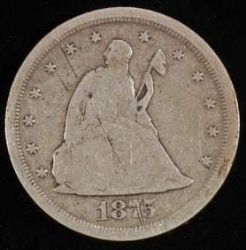 1875-S TWENTY CENT PIECE VG SCRATCHES