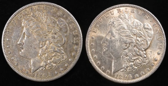 1891-S AU & 1896 AU/BU MORGAN DOLLARS