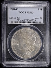 1884-O MORGAN DOLLAR PCGS MS63