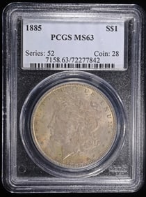 1885 MORGAN DOLLAR PCGS MS63