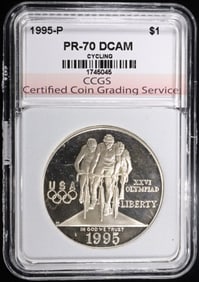 1995-P CYCLING SILV $1 CCGS PERFECT GEM PROOF DCAM