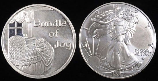 1 OZ .999 SILV 2024 BUNDLE OF JOY & 2024 ASE