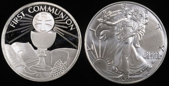 1 OZ .999 SILVER 2024 FIRST COMMUNION & 2024 ASE