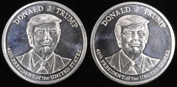 (2) 1 OZ .999 SILVER DONALD TRUMP ROUNDS