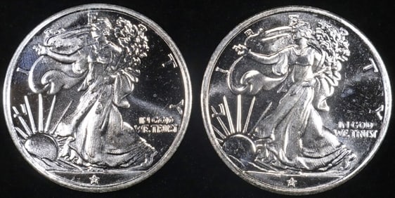 (2) 1 OZ .999 SILVER WALKING LIBERTY DESIGN ROUNDS