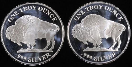 (2) 1 OZ .999 SILVER BUFFALO ROUNDS