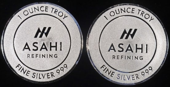 (2) 1 OZ .999 SILVER ASAHI ROUNDS