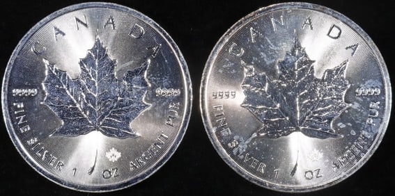 (2) 1 OZ .999 SILVER 2016 CANADIAN MAPLE ROUNDS