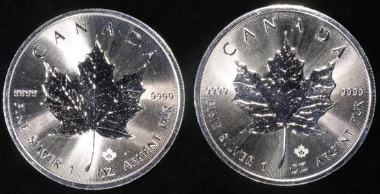 (2) 1 OZ .999 SILVER 2018 CANADIAN MAPLE ROUNDS