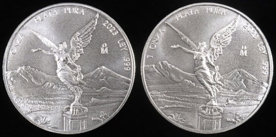 (2) 1 OZ .999 SILVER 2023 MEXICAN LIBERTAD ROUNDS