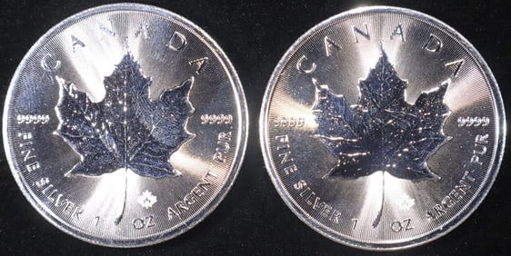 (2) 1 OZ .999 SILVER 2024 CANADIAN MAPLE ROUNDS
