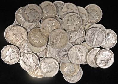 (50) MIXED DATES MERCURY DIMES