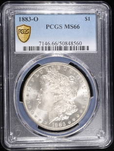 1883-O MORGAN DOLLAR PCGS MS66: LEADERS IN ON-LINE AUCTIONS ESTIMATE $360 - $410.