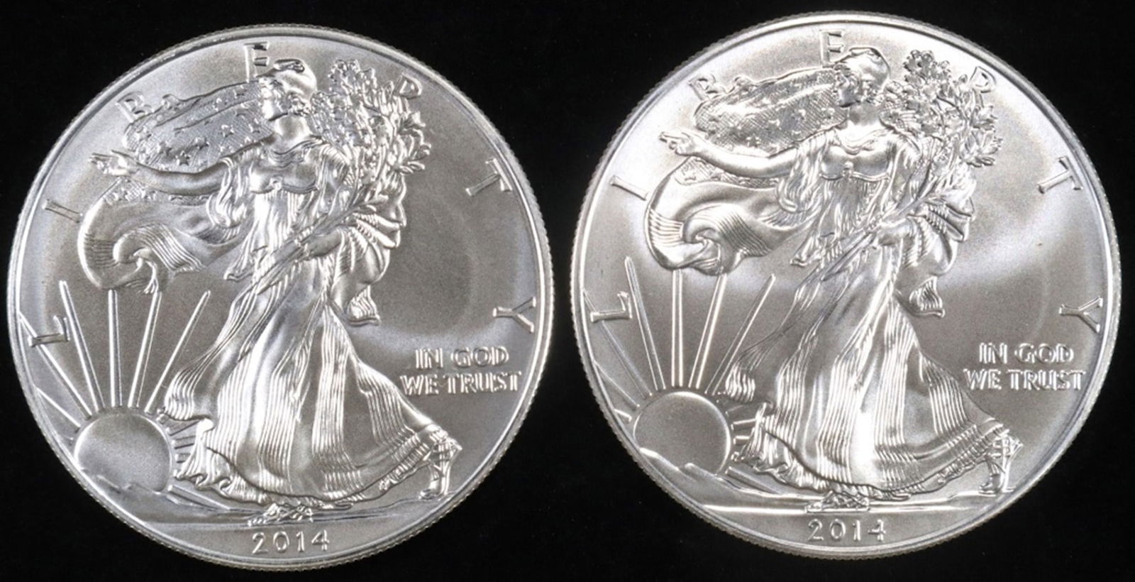 (2) 2014 AMERICAN SILVER EAGLES (1 of 2)