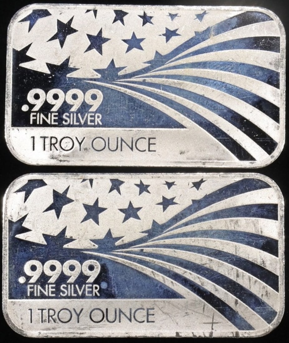(2) 1 OZ .999 SILVER APMEX FLAG BARS (1 of 2)